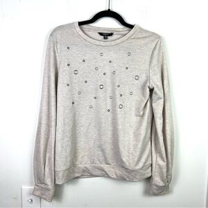Tresics sweater top taupe with ring details womens size medium